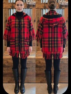 Upcycled Red Plaid Blanket Coat S-M Handmade Dont Throw It Out